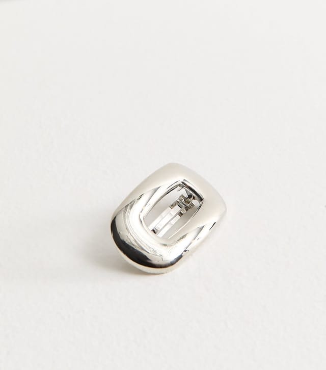 New Look Silver Tone Metal Oval Slide Hair Clip New Look - 2
