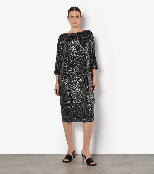 Apricot Women's Silver Sequin Lines Cocoon Midi Dress Apricot New Look - 2