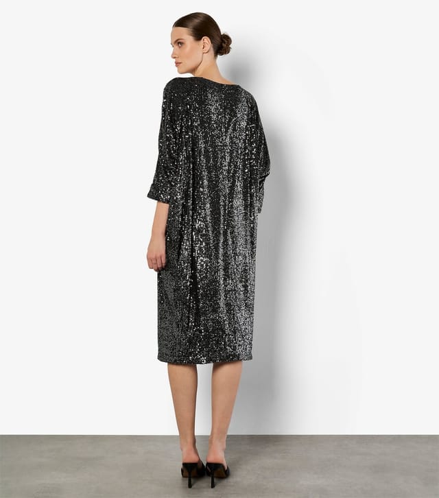 Apricot Women's Silver Sequin Lines Cocoon Midi Dress Apricot New Look - 3
