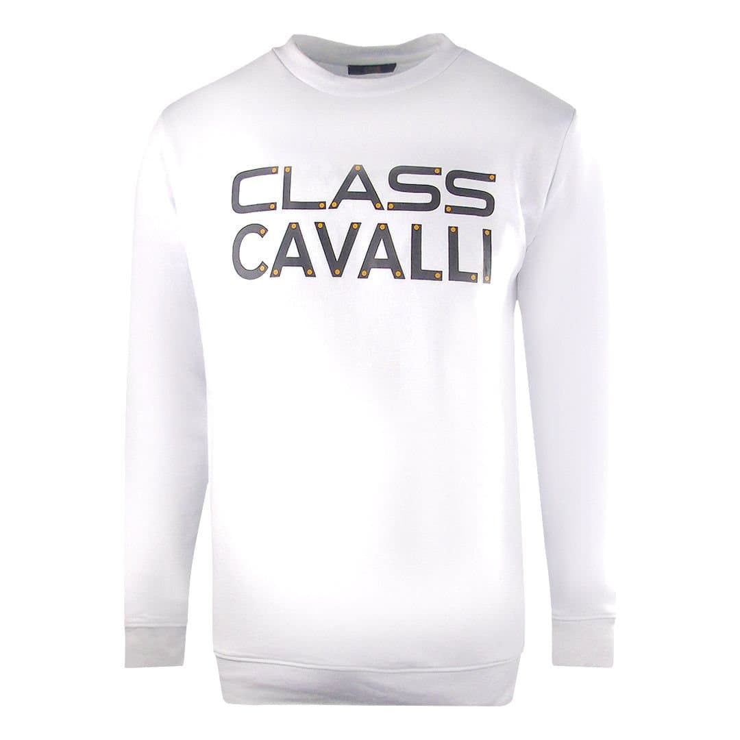 Cavalli Class Cavalli Class Men's Large Bold Logo Design White Sweatshirt