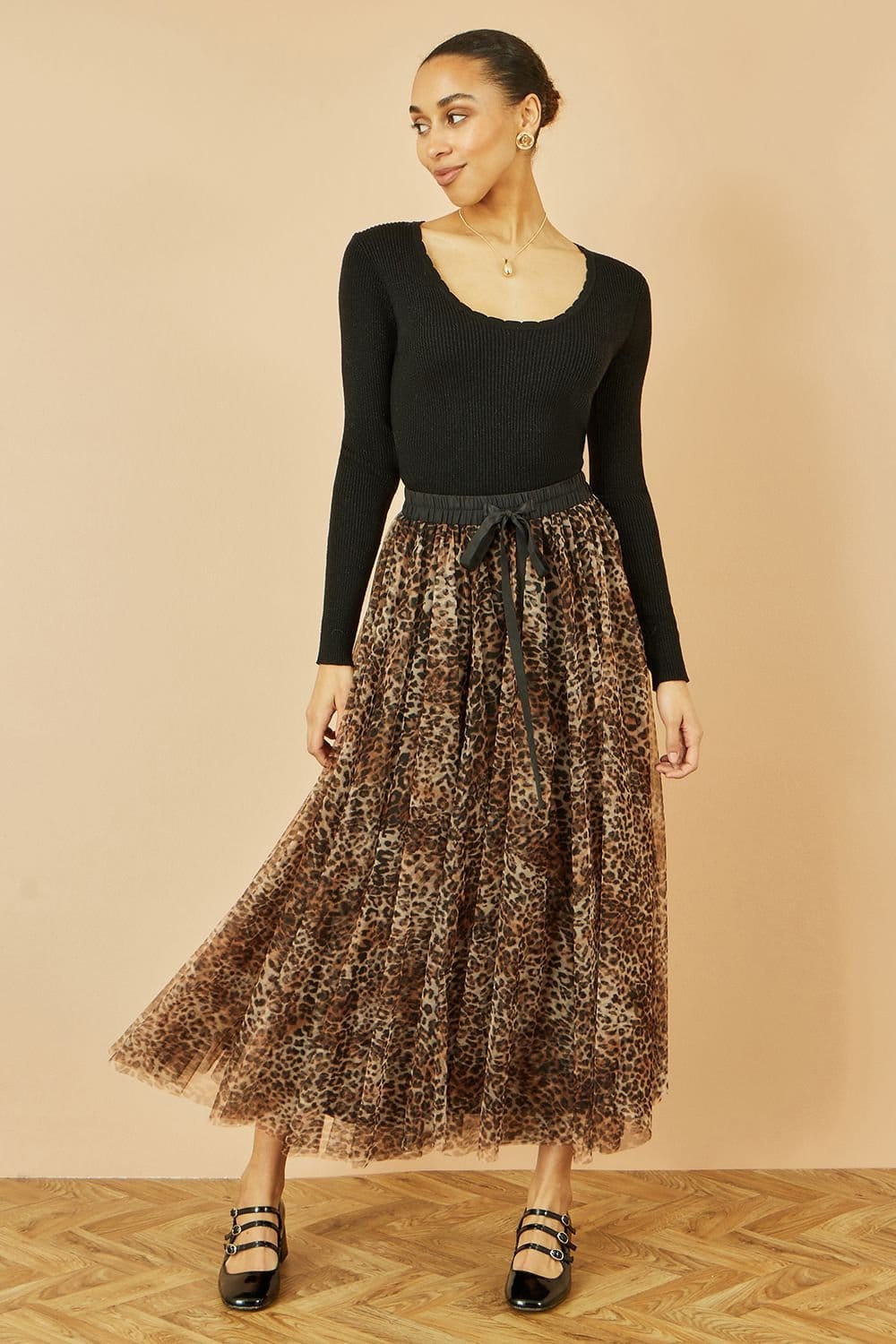 Yumi Yumi Women's Brown Leopard Mesh Tulle Skirt - 4