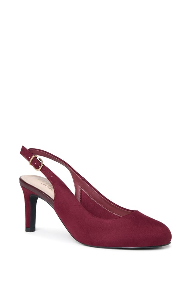 Paradox London Paradox London Women's Gertie' Wide Fit Round Toe Stiletto Heel Slingback Shoes in Burgundy - 3