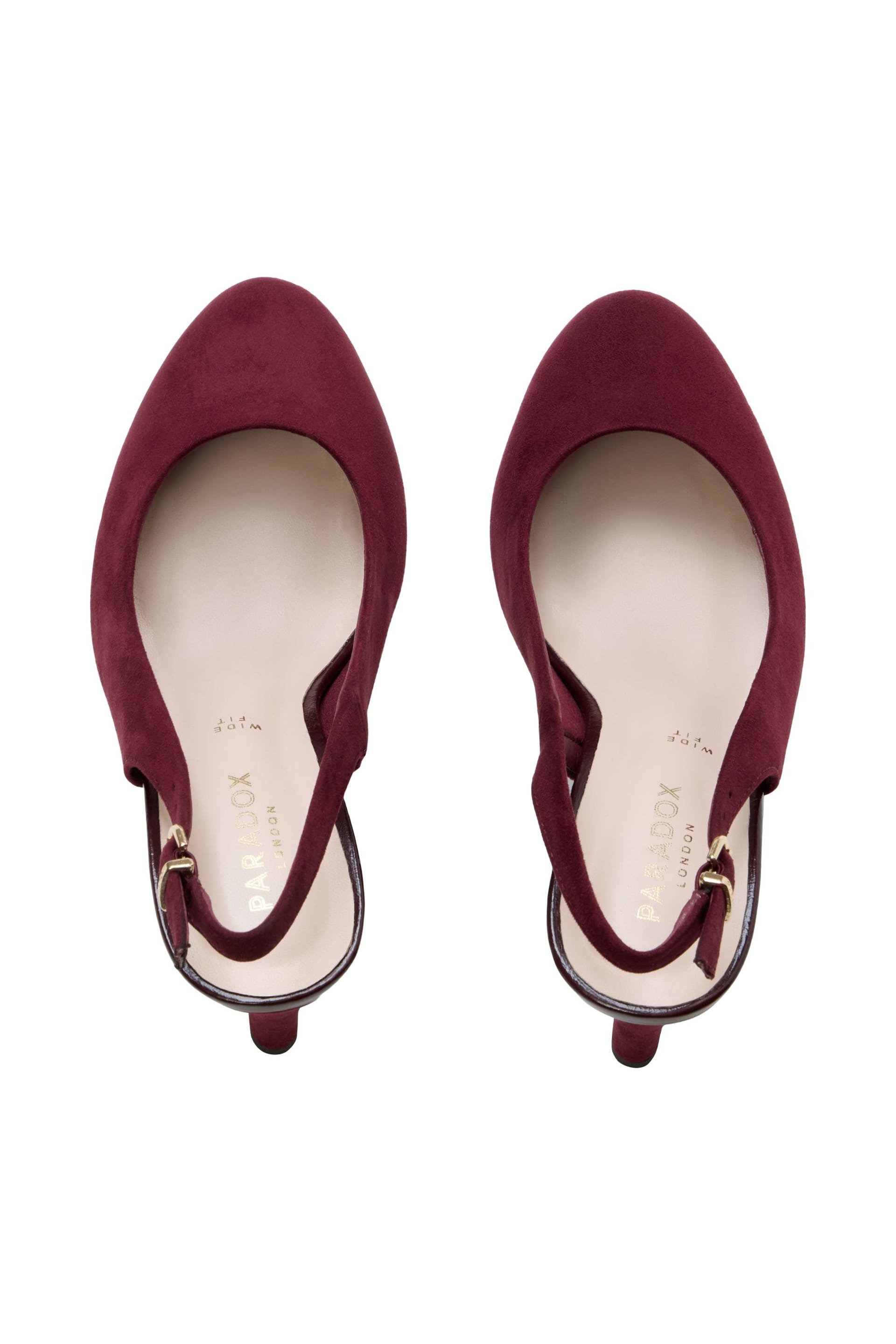Paradox London Paradox London Women's Gertie' Wide Fit Round Toe Stiletto Heel Slingback Shoes in Burgundy - 4