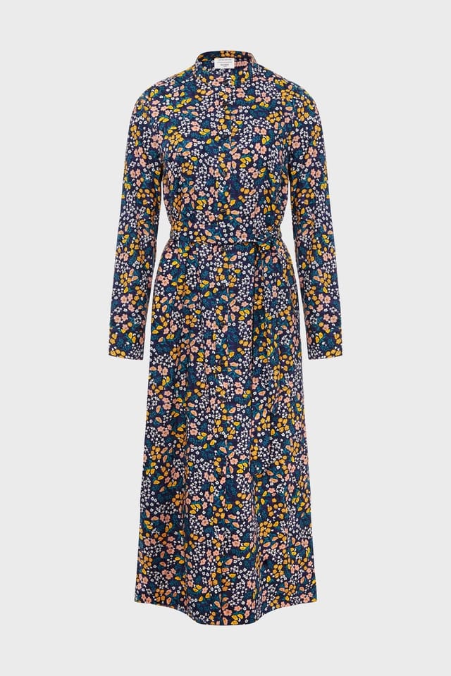 Hobbs London Hobbs London Women's Elmire Long Sleeve Tie Waist Shirt Dress in Navy - 2