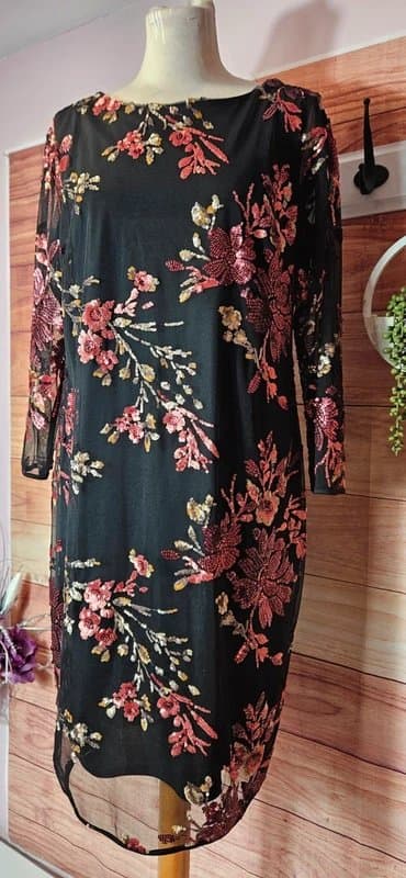 ROMAN Roman Sequin Mesh Occasion Dress – Size 14