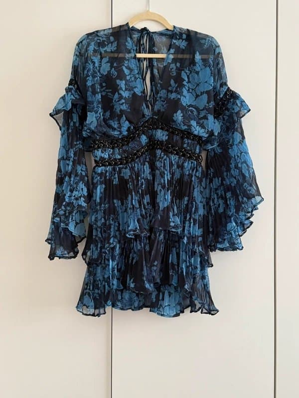 ASOS ASOS Design short blue floral tulle with open back string