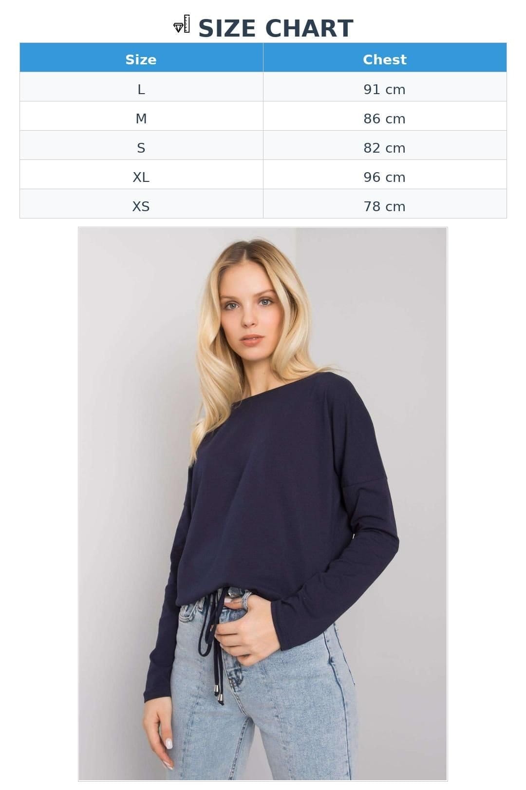 Love Lace Love Lace Women's Straight Cut Long Sleeve Blouse Tie Bottom in Blue - 4