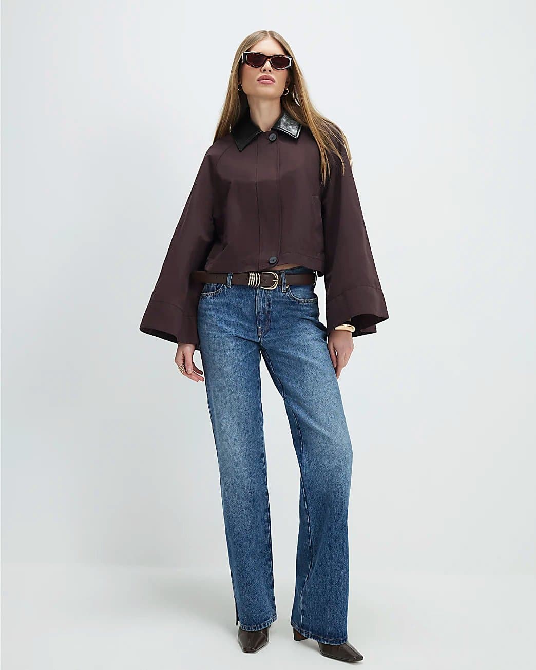 River Island River Island Womens Red Batwing Sleeve Pu Collar Barn Jacket
