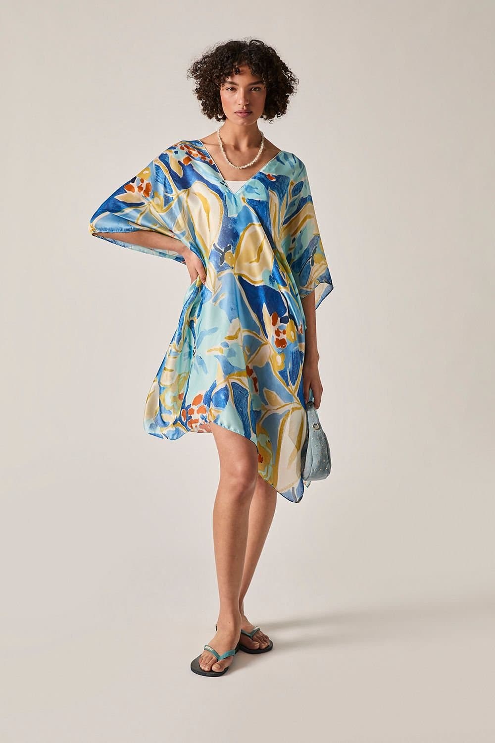 James Lakeland James Lakeland Women's Blue Abstract Floral Kaftan