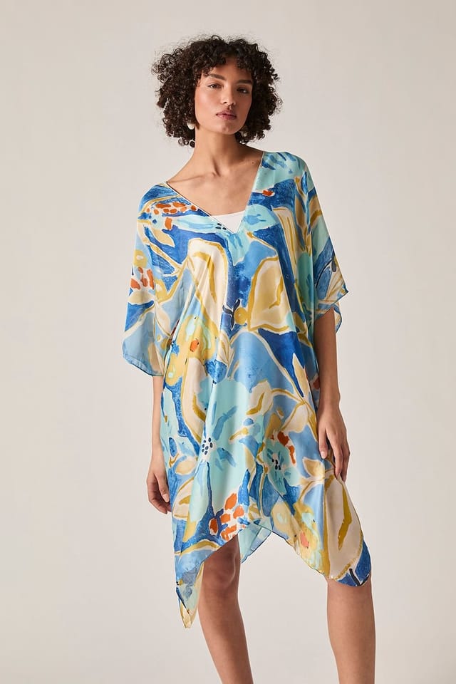 James Lakeland James Lakeland Women's Blue Abstract Floral Kaftan - 3