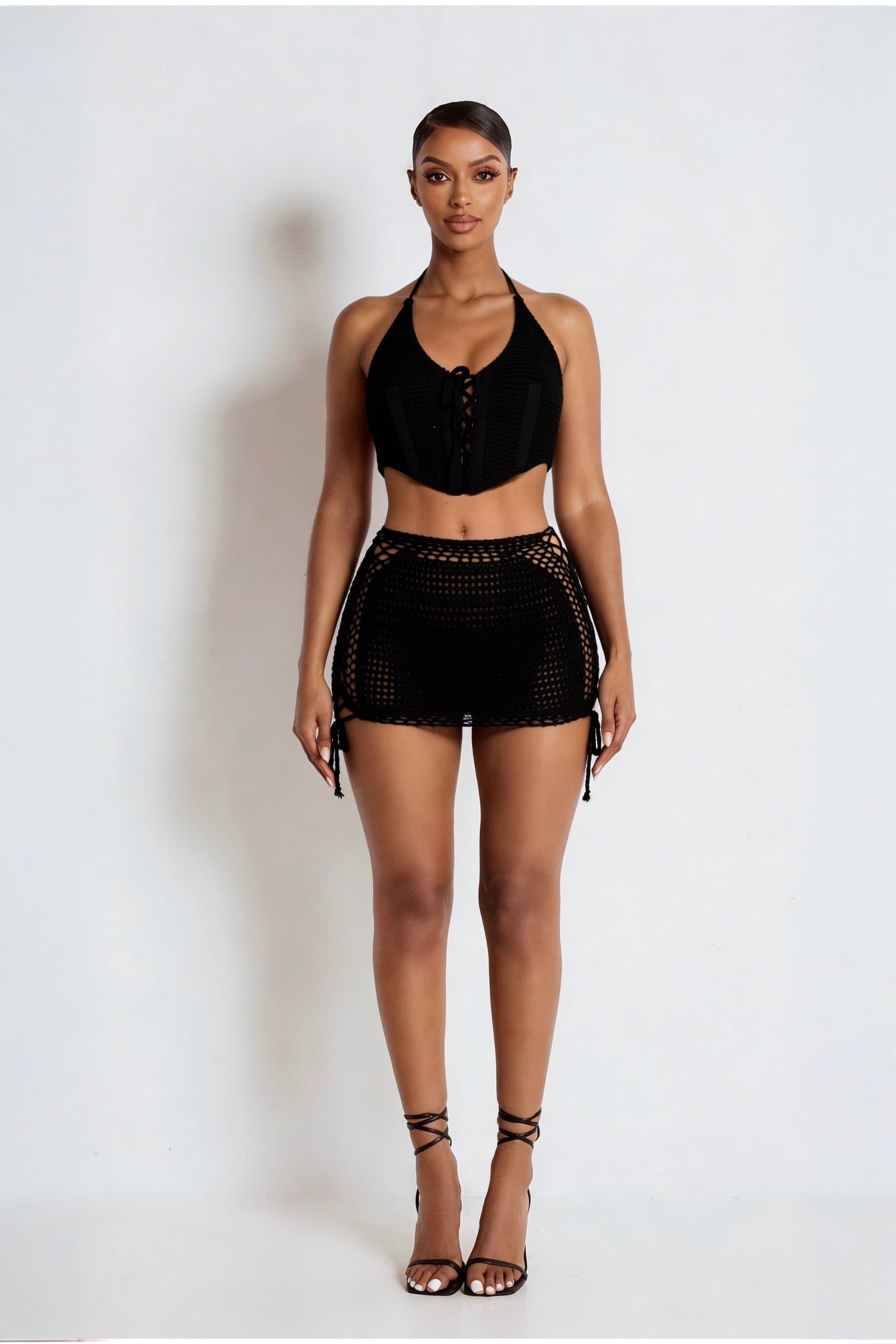 LEMONLUNAR LEMONLUNAR Women's The Emani Crochet Set Black