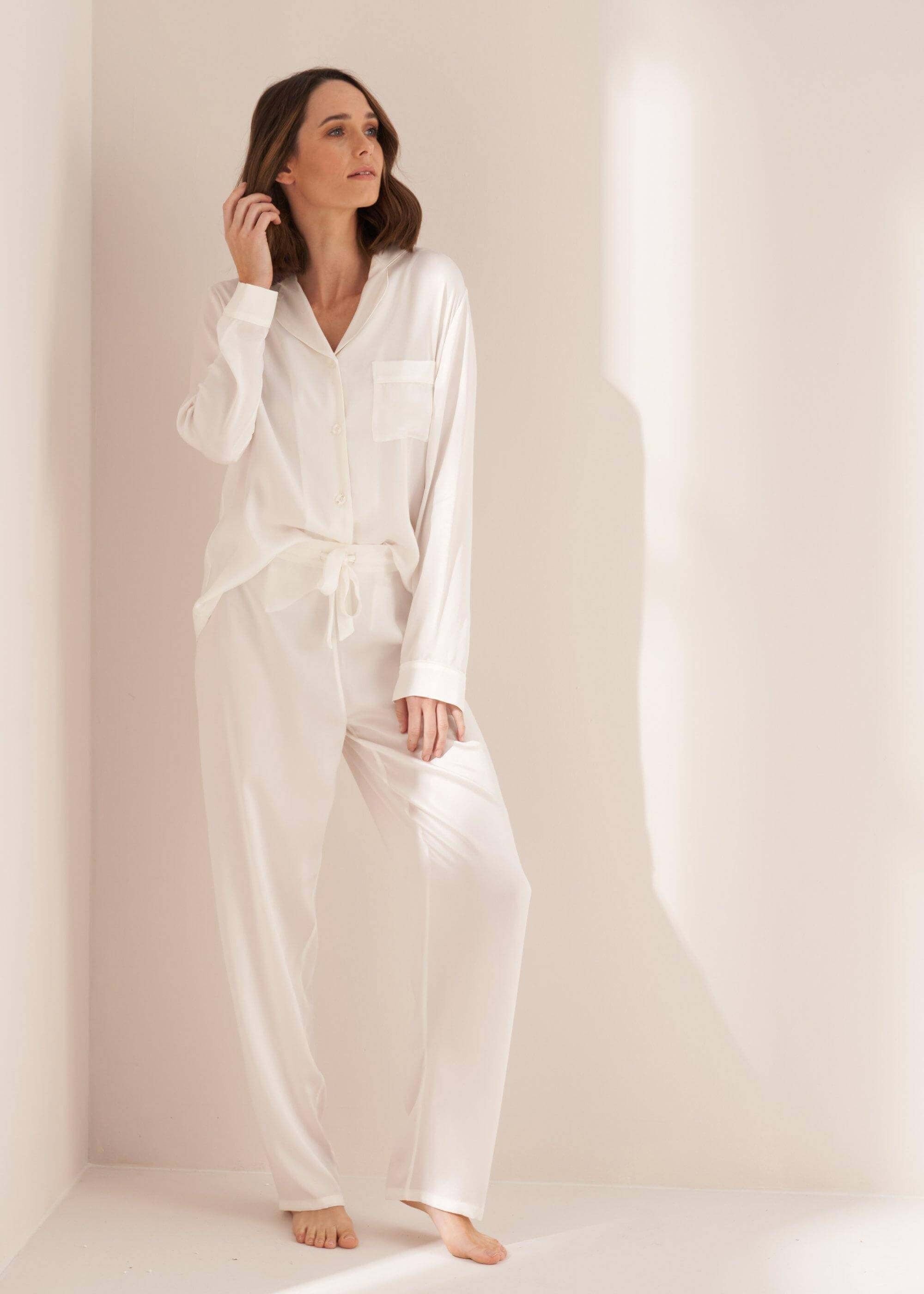 Truly Truly Women's Silk Pyjama Set in Ivory - 2