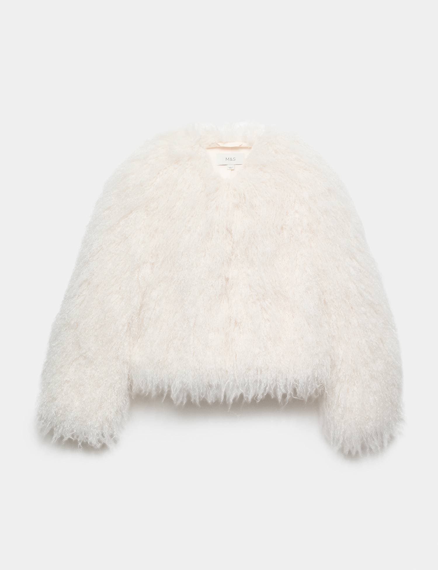 Marks & Spencer M&S Faux Fur Cropped Jacket Ivory