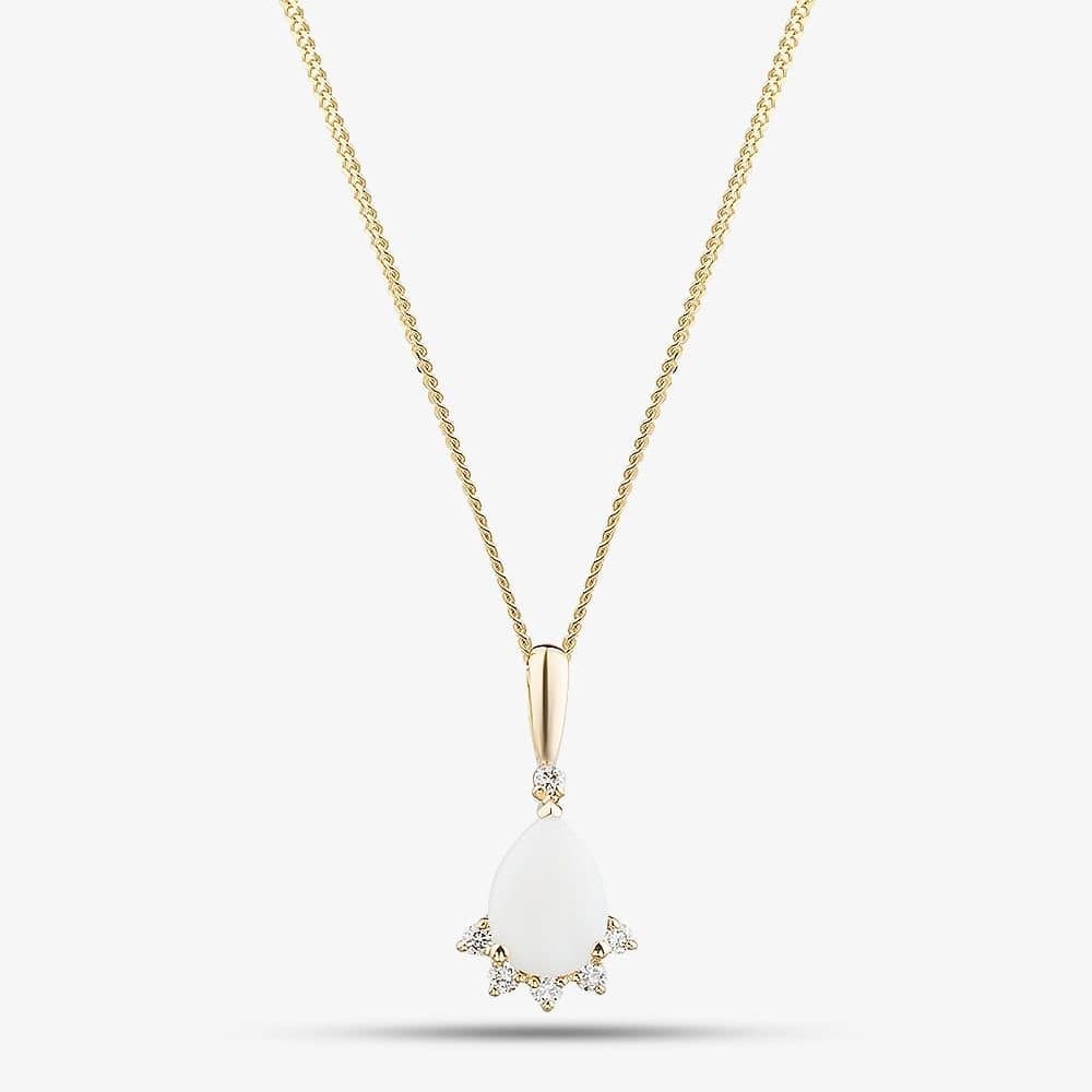 T.H.Baker T.H.Baker Women's 9ct Yellow Gold Opal & Diamond Cluster Necklace P4583-10