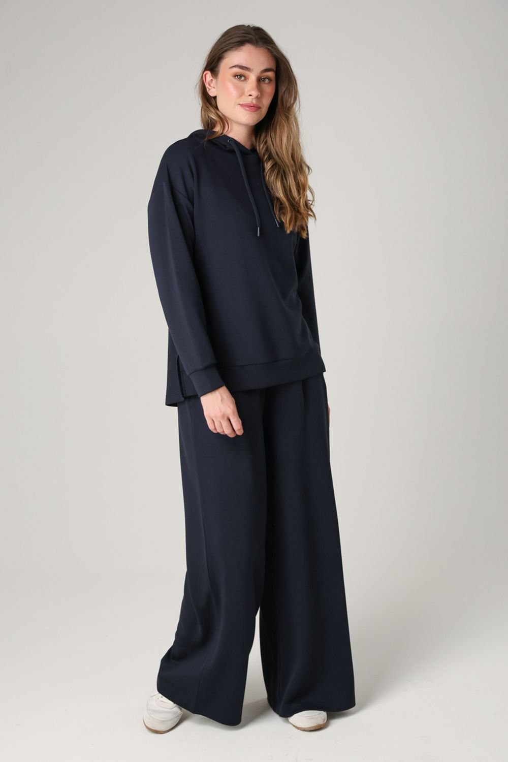 French Connection French Connection Women's Luxe Wide Leg Draped Trouser in Navy - 3