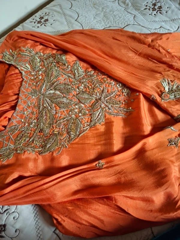 Orange Orange fully embellished  pakistani handmade dress for sale