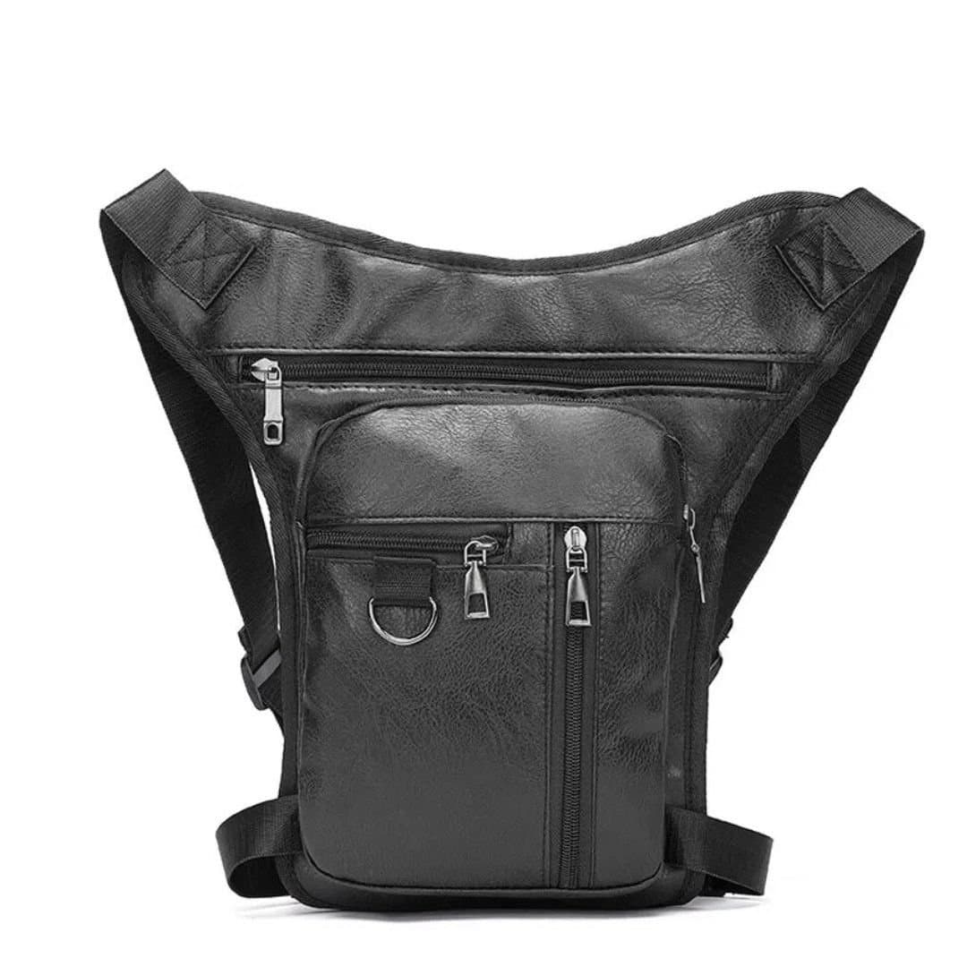 EONLION EONLION Men's Black Pu Leather Drop Leg Bag