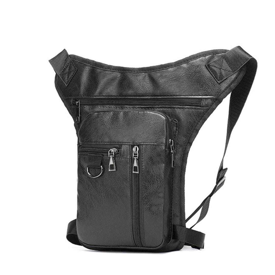 EONLION EONLION Men's Black Pu Leather Drop Leg Bag - 4