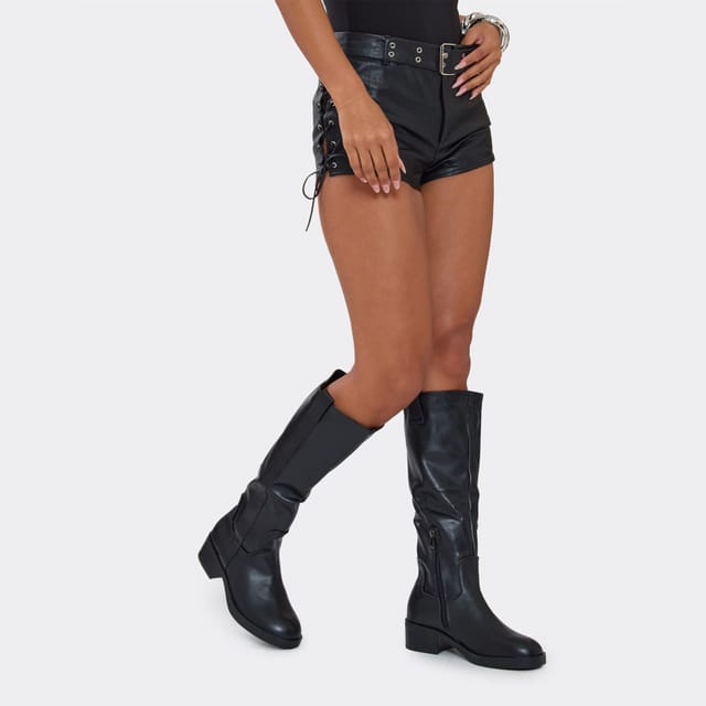 EGO EGO Women's Knee High Faux Leather Block Heel Boots in Black - 3