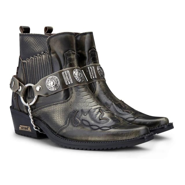 Etor Etor Men's Ankle Cowboy Real Leather Wincklepickers Boots in Brown - 2