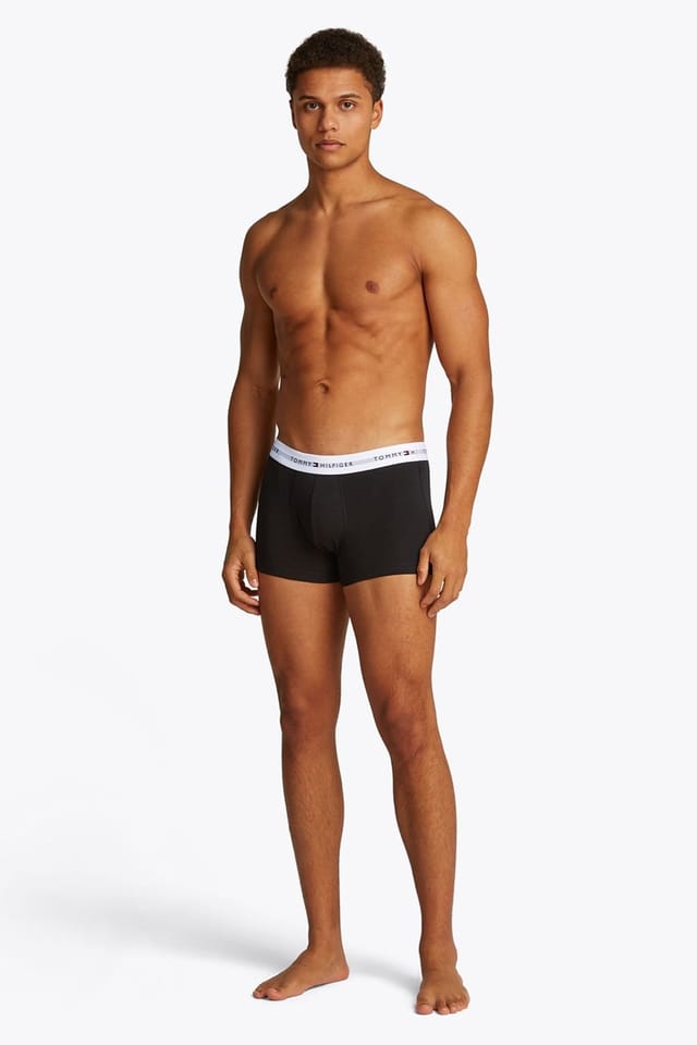 Tommy Hilfiger Tommy Hilfiger Men's Signature 3 Pack Waistband Trunks - Black in White - 2