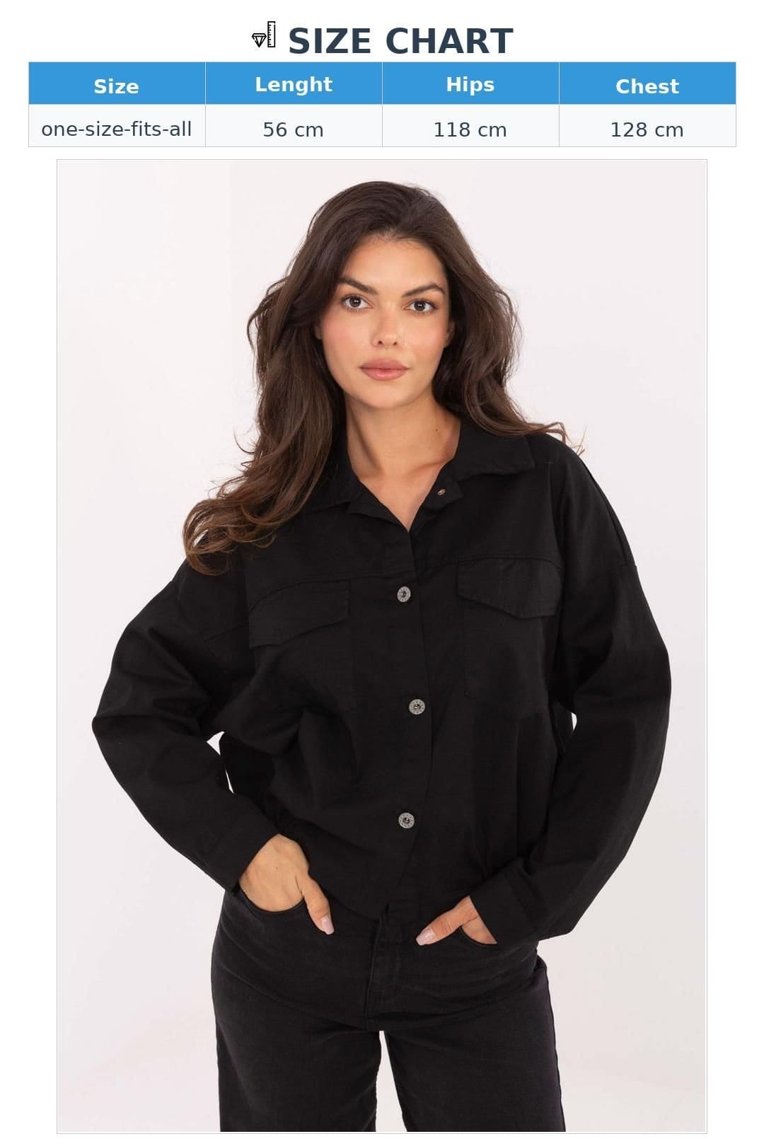 Love Lace Love Lace Women's Cotton Long Sleeve Pocket Shirt in Black - 4
