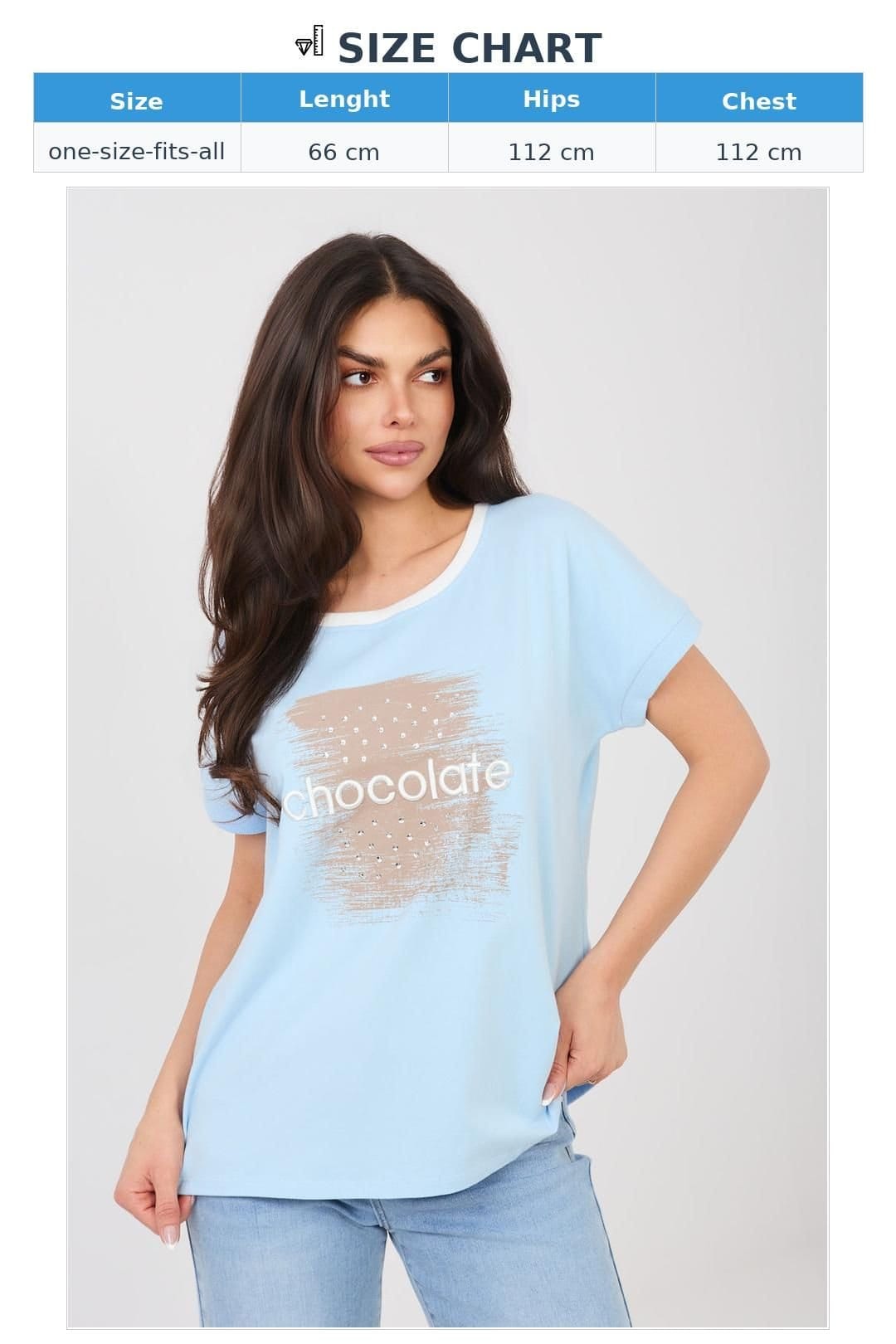 Love Lace Love Lace Women's Casual Cotton Elastane Blouse With Sequin Style 225456 in Blue - 4