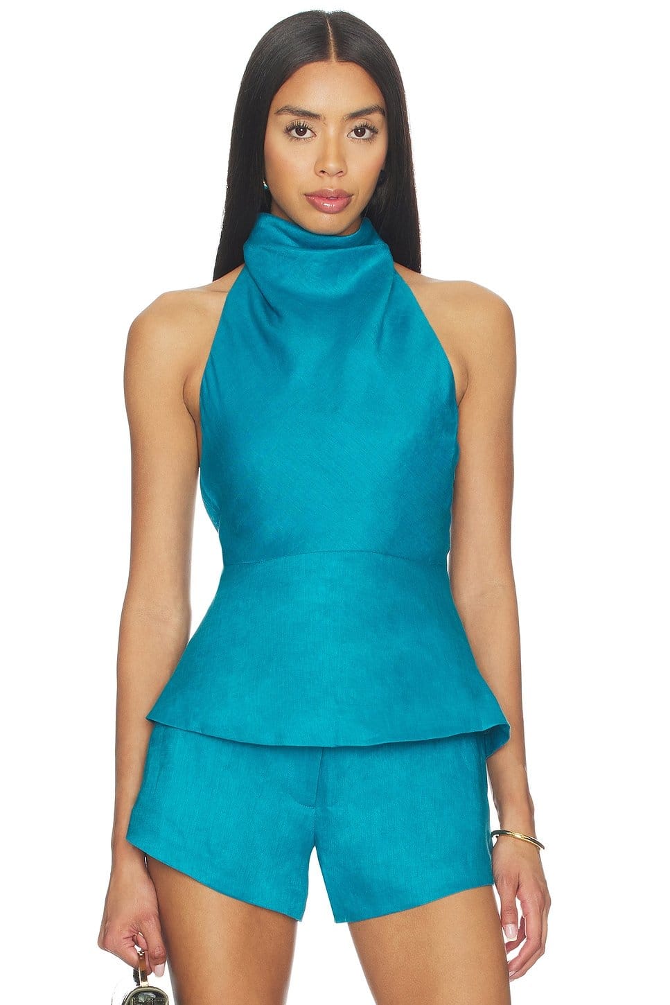 Revolve Blue Teal Peplum Top