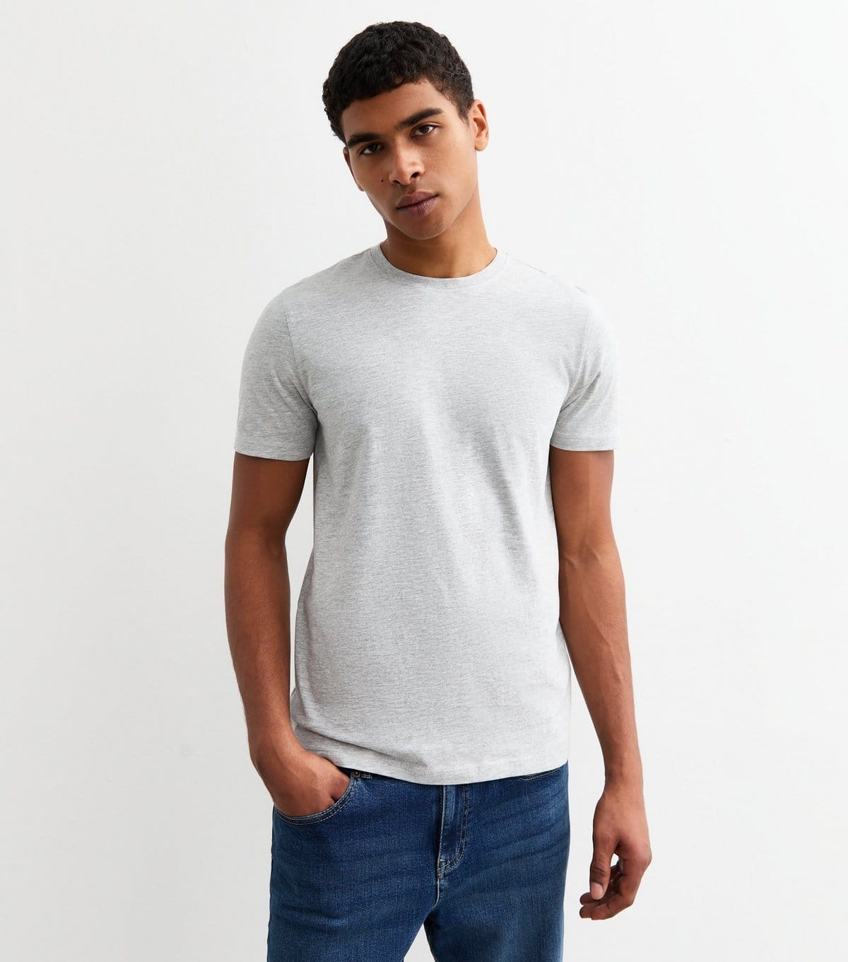 New Look Men's Grey Marl Regular Cotton T-Shirt