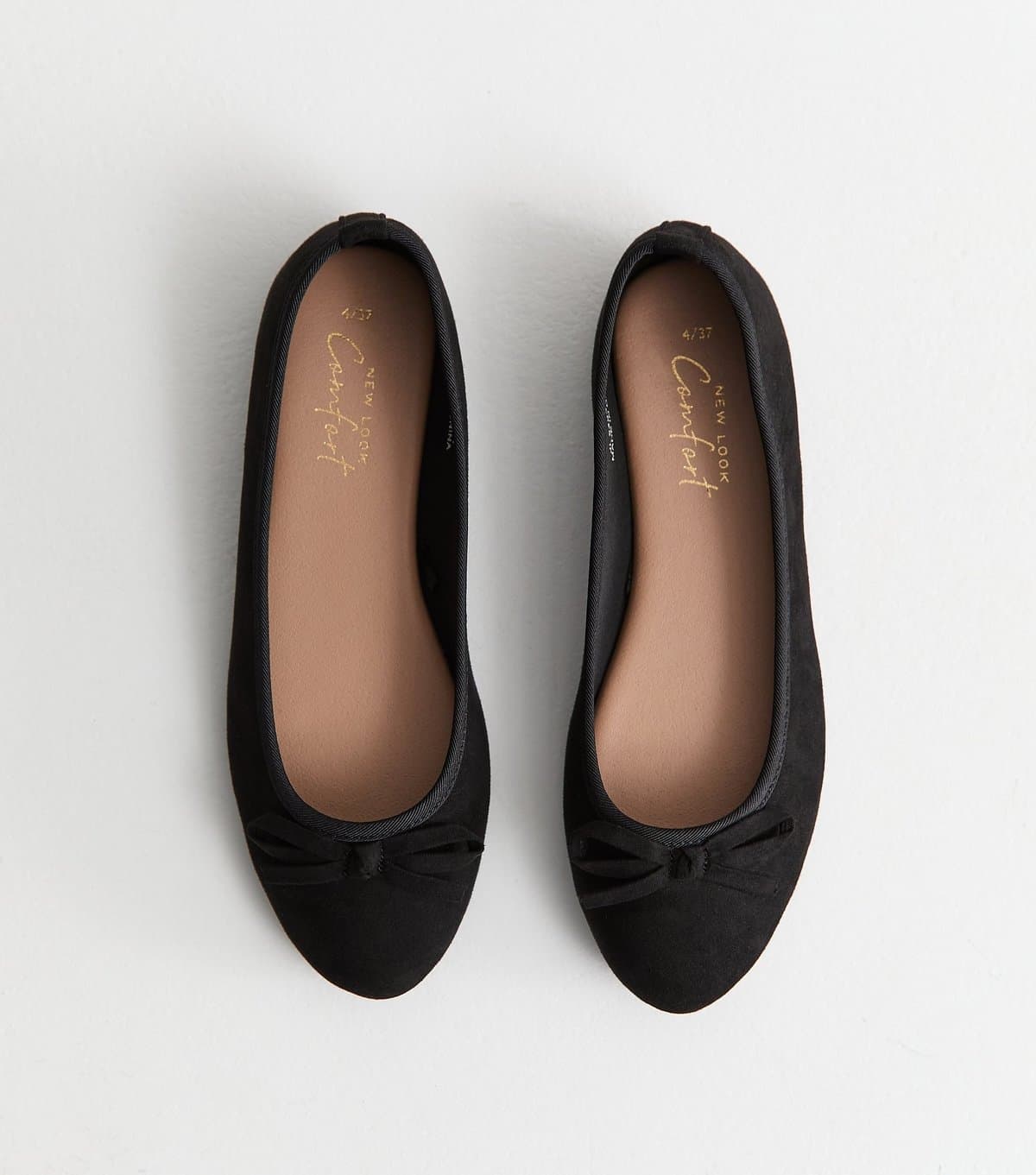 New Look Women's Black Faux Suede Ballet Pumps Vegan New Look
