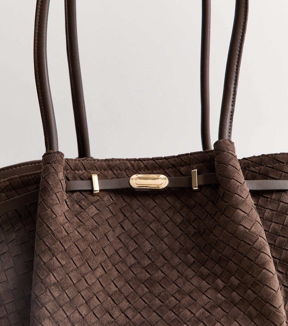 New Look Dark Brown Faux Suede Woven Winged Tote bag New Look - 4