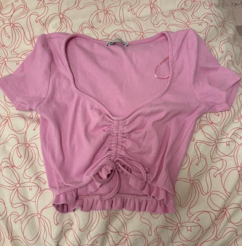 Zara Zara pink ruched tshirt