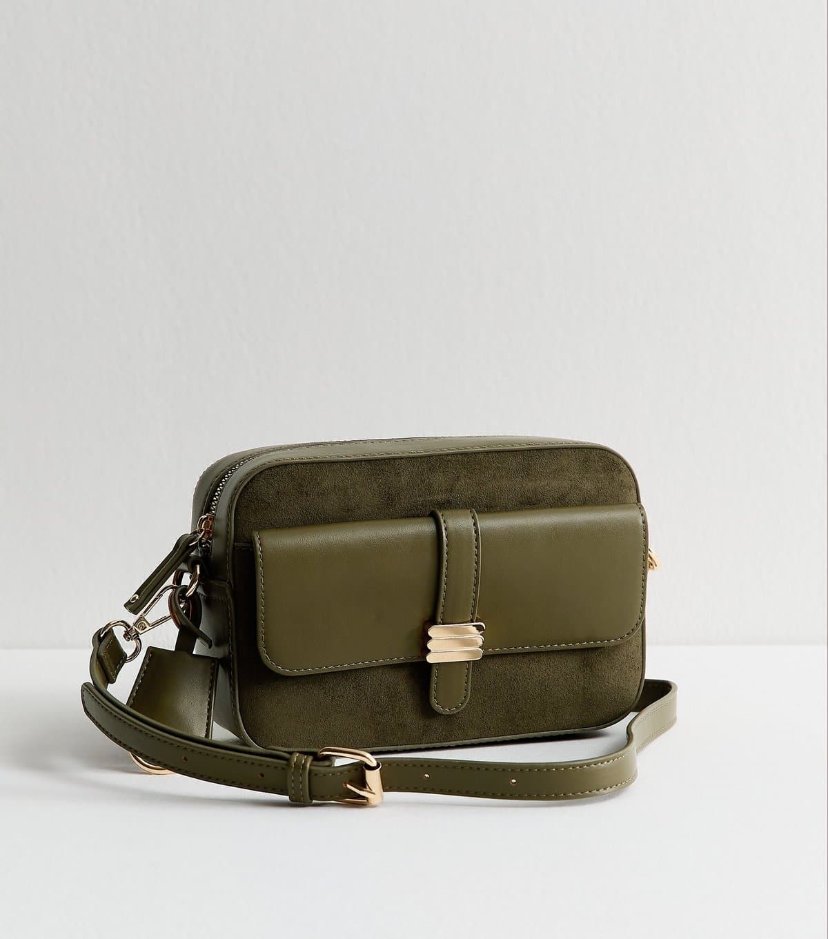 New Look New Look Dark Khaki Faux Leather Crossbody Bag