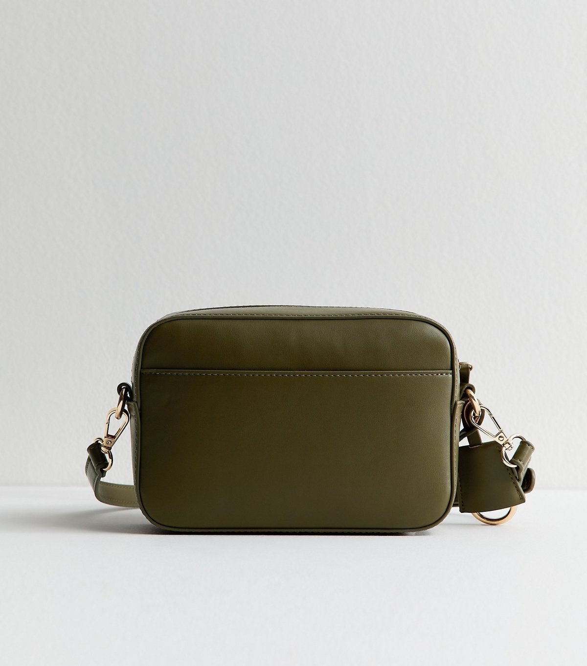 New Look Dark Khaki Faux Leather Front Pocket Crossbody Bag New Look - 4