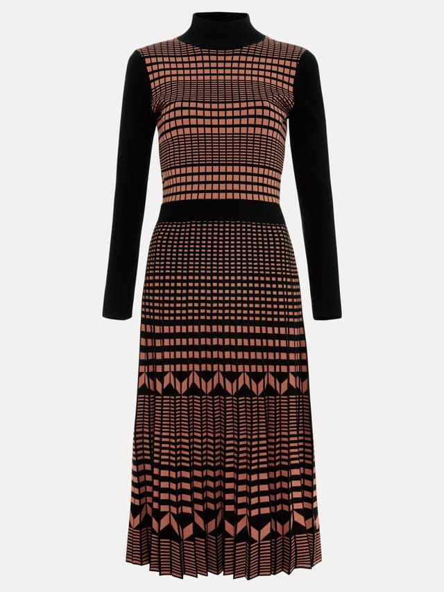 Phase Eight Phase Eight Women's Bethan Jaquard Midi Dress in Light Brown - 2
