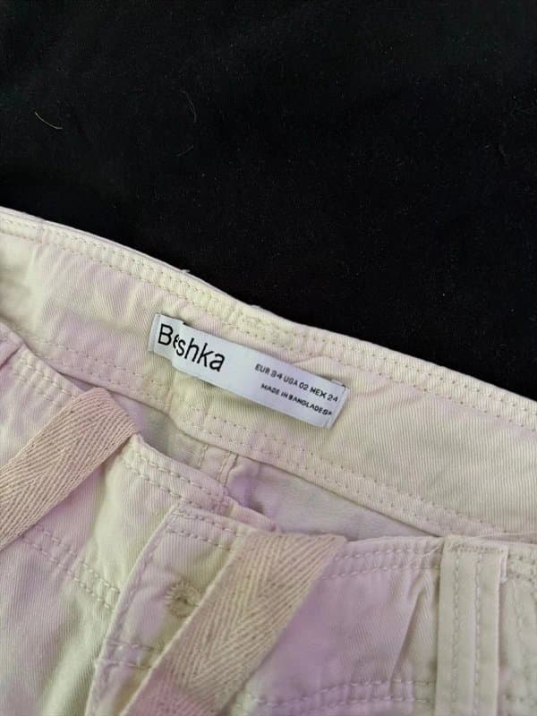 Bershka Cream cargo straight leg trouser
