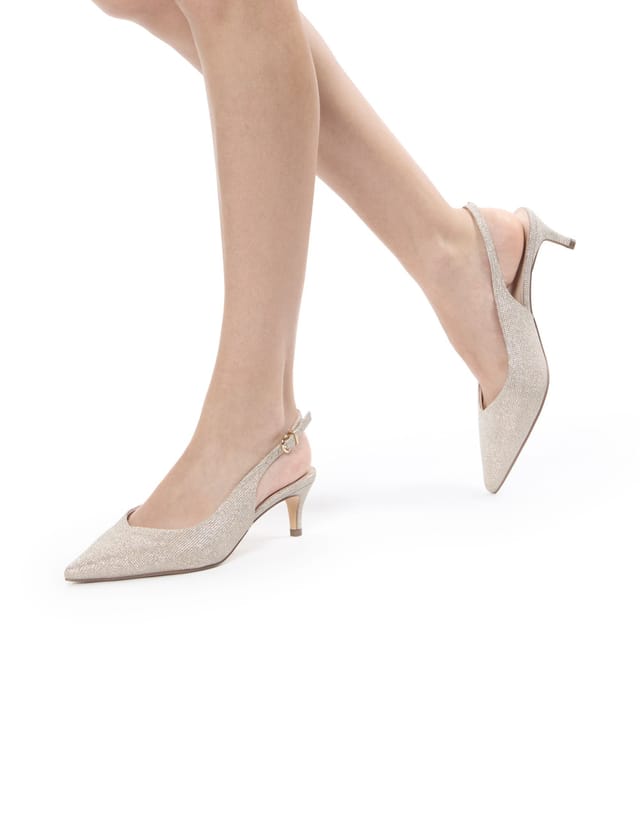 Paradox London Paradox London Women's Galina' Wide Fit Kitten Heel Slingback Shoes in Gold - 2