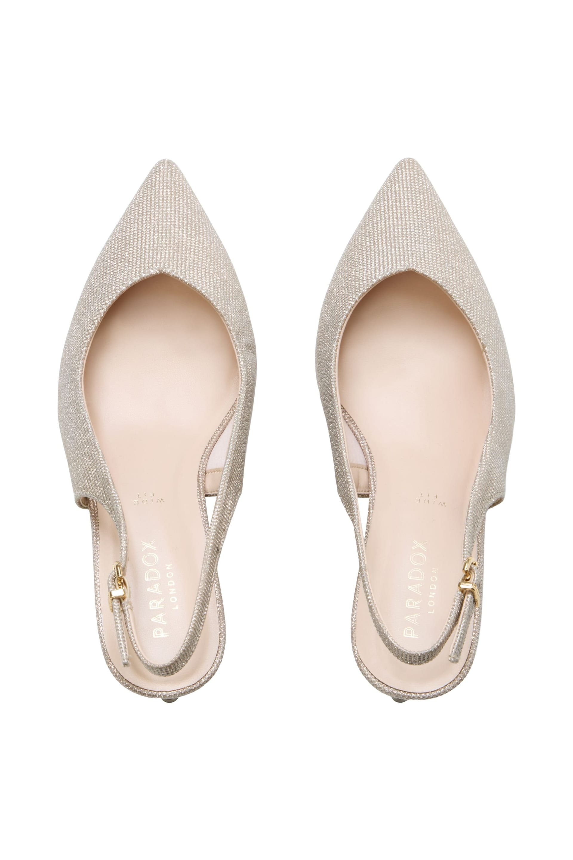 Paradox London Paradox London Women's Galina' Wide Fit Kitten Heel Slingback Shoes in Gold - 4