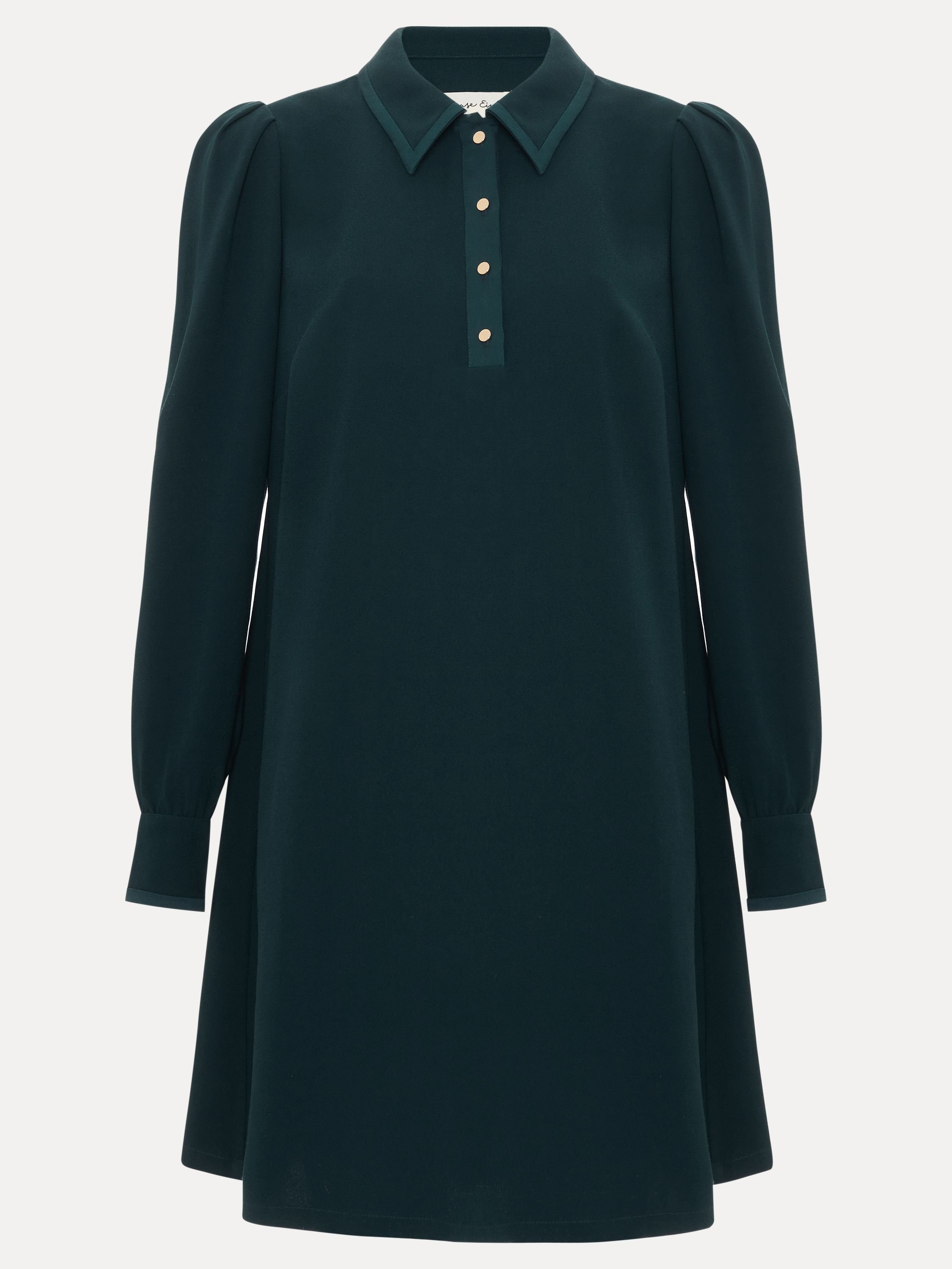 Phase Eight Phase Eight Women's Gina Collared Long Sleeve Swing Dress in Bottle Green - 2
