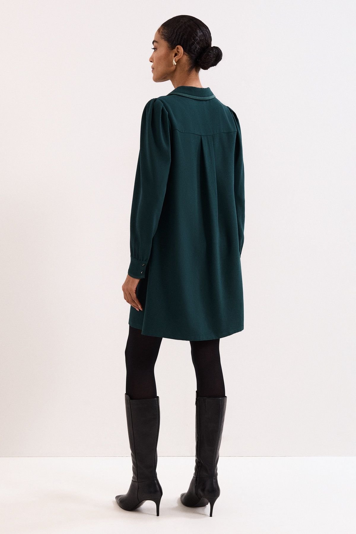 Phase Eight Phase Eight Women's Gina Collared Long Sleeve Swing Dress in Bottle Green - 4