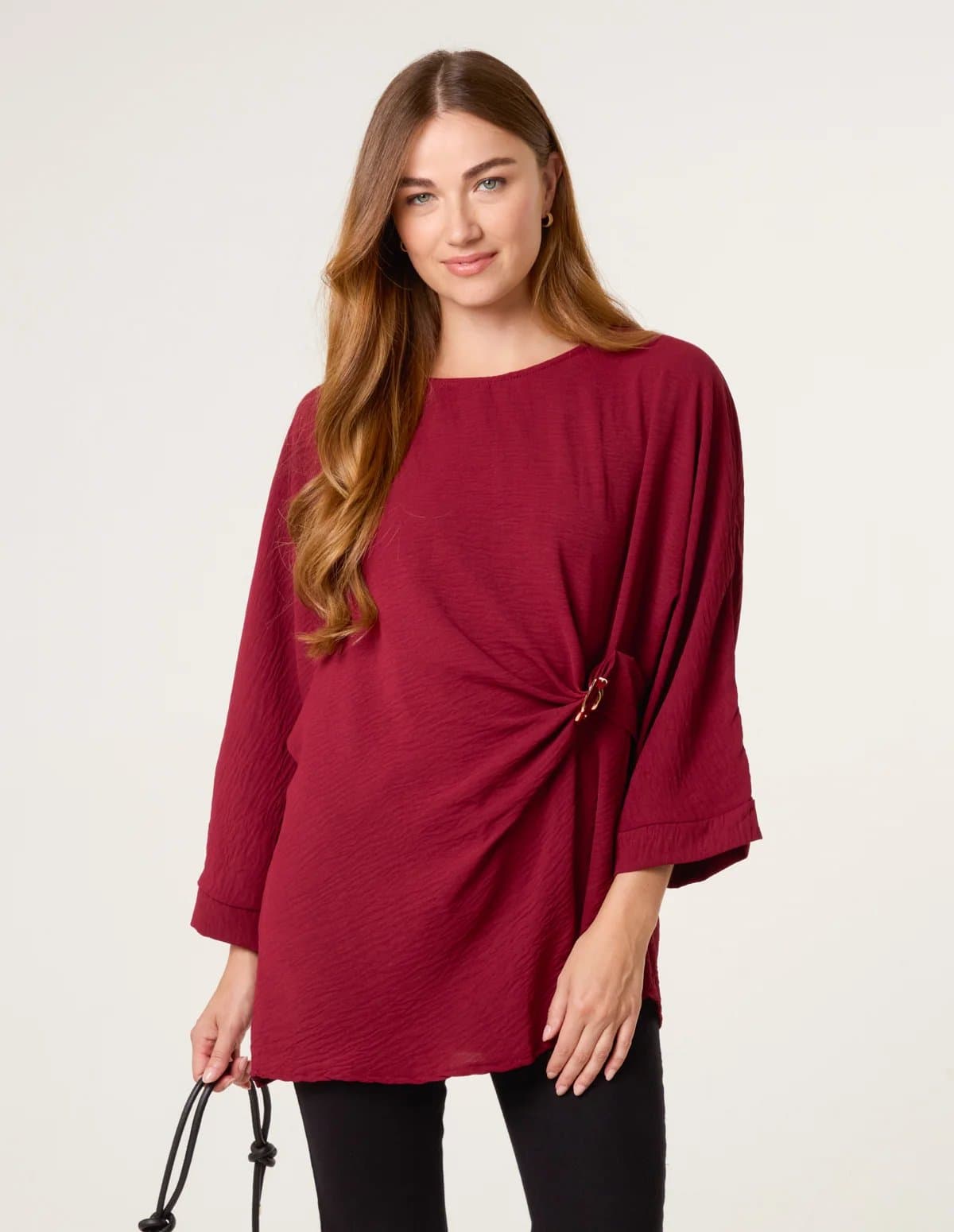 Blue Vanilla Detail Side Gathered Blouse