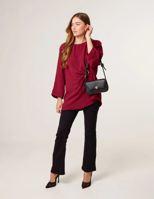 Blue Vanilla Detail Side Gathered Blouse - 2