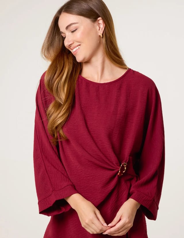 Blue Vanilla Detail Side Gathered Blouse - 3