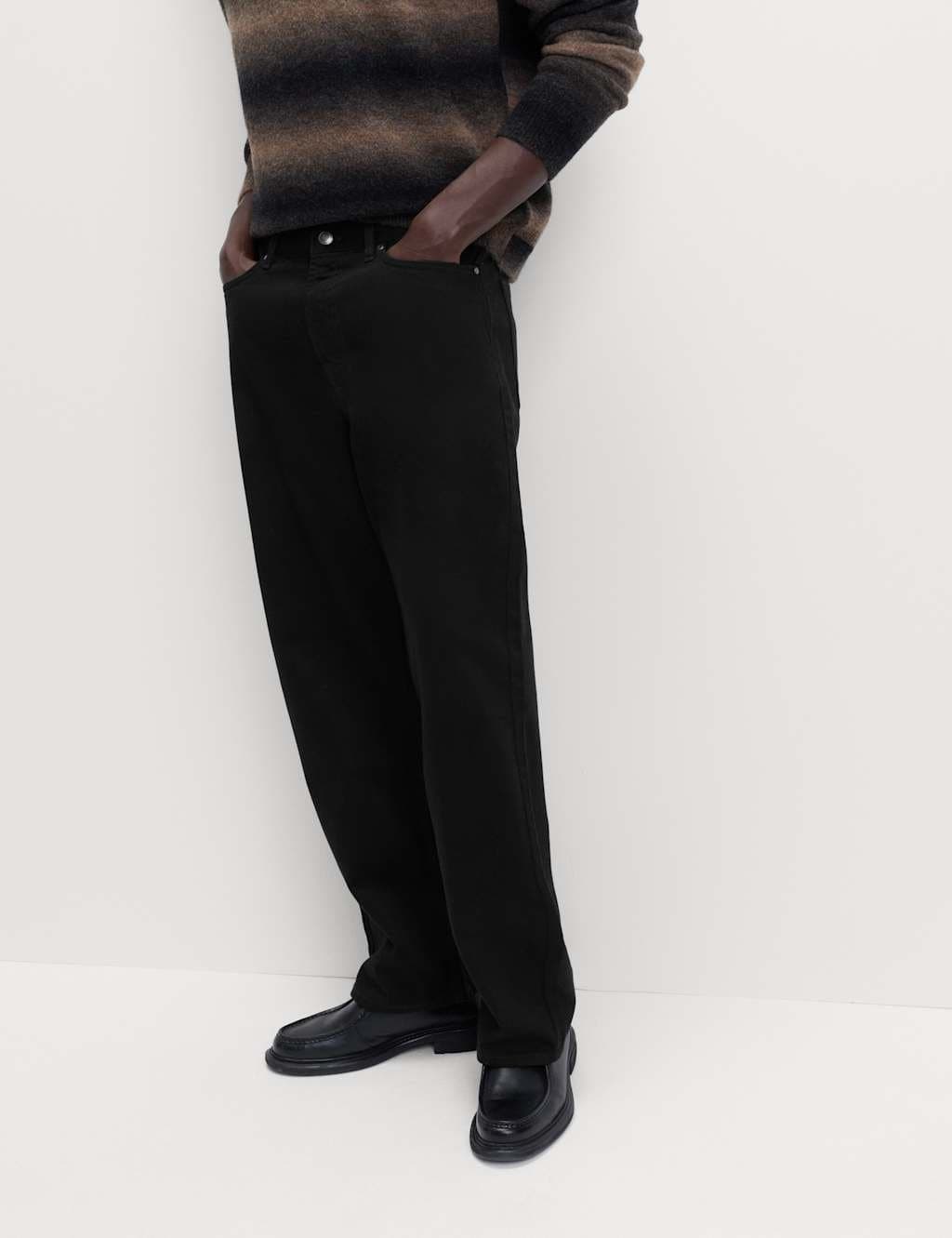 Marks & Spencer M&S Loose Fit Pure Cotton Rigid Jeans Black