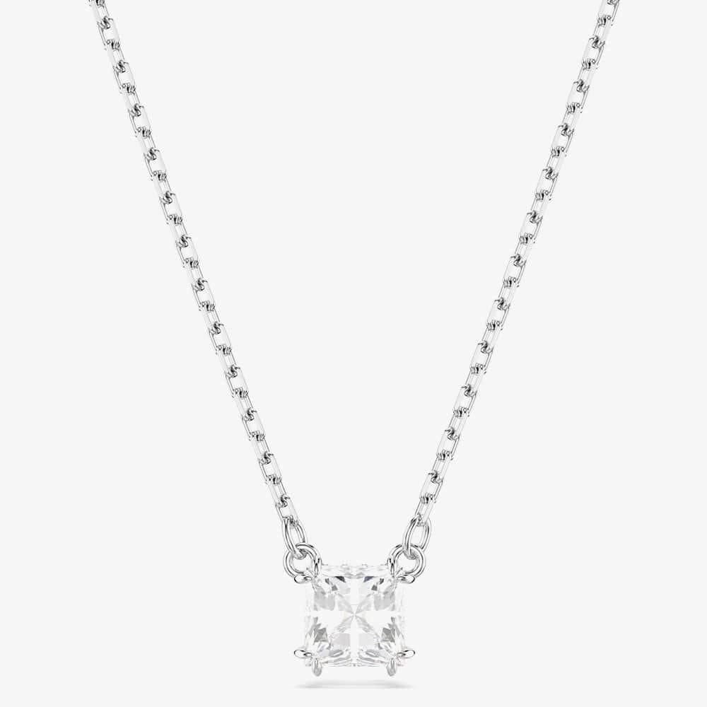 Swarovski Swarovski Women's Stilla Rhodium Plated Square Cubic Zirconia Necklace 5701903 in Silver
