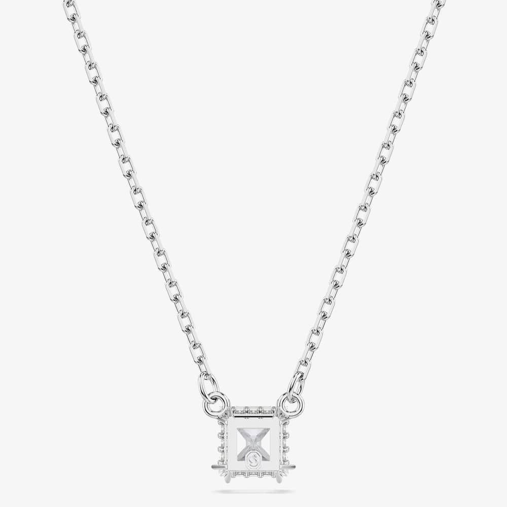 Swarovski Swarovski Women's Stilla Rhodium Plated Square Cubic Zirconia Necklace 5701903 in Silver - 4