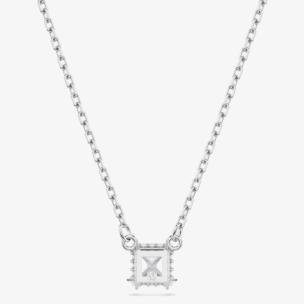 Swarovski Swarovski Women's Stilla Rhodium Plated Square Cubic Zirconia Necklace 5701903 in Silver - 4