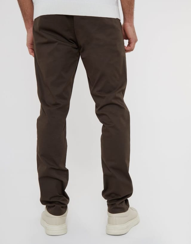 Threadbare threadbare Men's Slim Fit Chino Trousers in Brown - 3