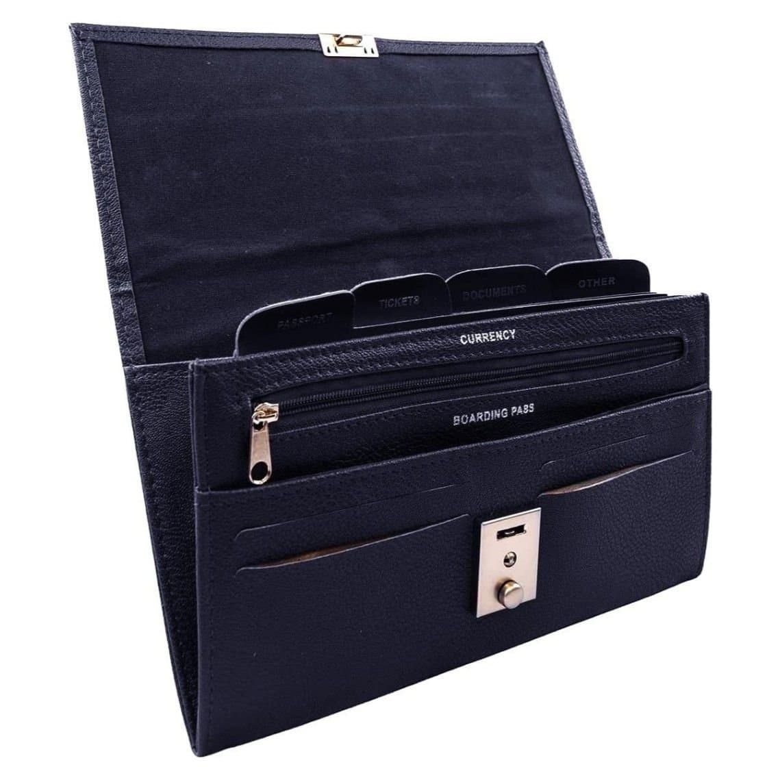 Woodland Leathers Woodland Leathers Men's RFID Passport Holder Travel Document Organiser Wallet in Navy