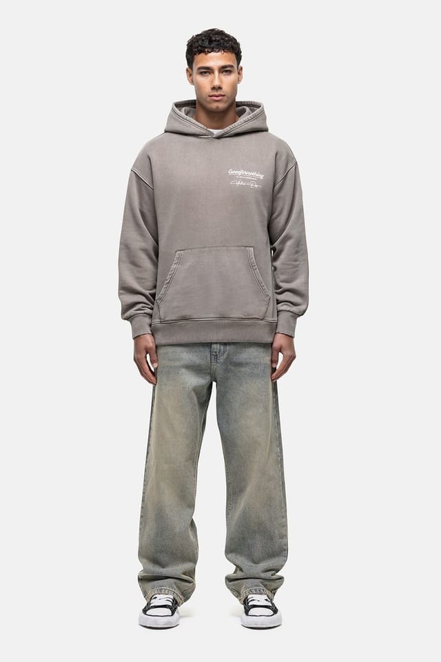 Good For Nothing Good For Nothing Men's Oversized Graphic Back Print Overhead Hoody in Taupe - 3